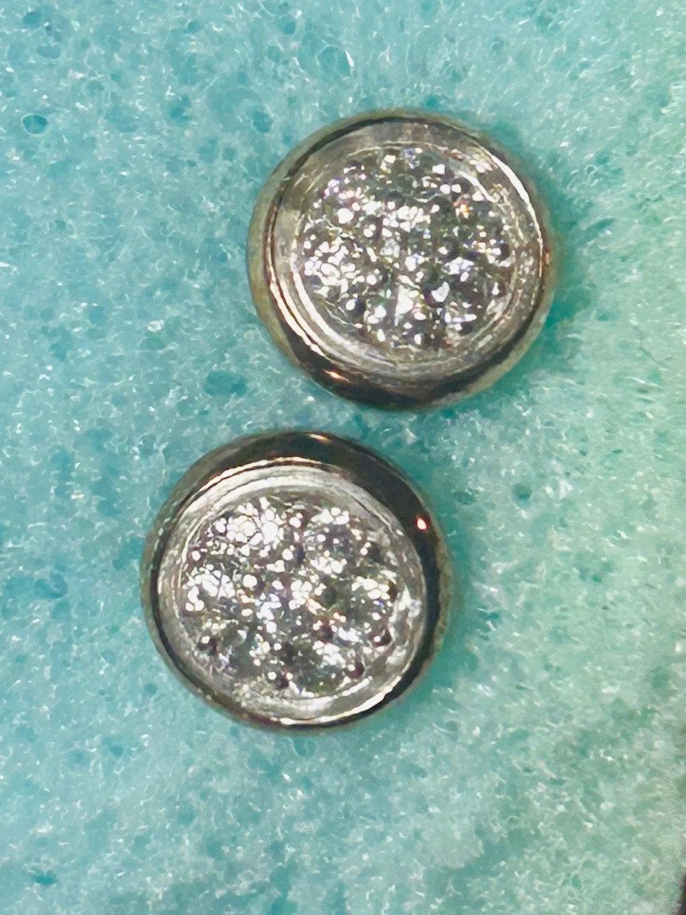 Silver Crystal Cluster Stud Earrings - Polished Silver Shine